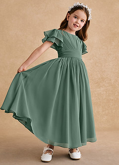 Azazie Ali Final Sale Agave A-Line Pleated Chiffon Dress image6