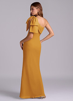 Azazie Yuanna Bridesmaid Dresses Butterscotch Mermaid One Shoulder Chiffon Dress image6