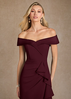 Azazie Laredo Mother of the Bride Dresses Cabernet Mermaid Off the Shoulder Stretch Crepe Dress image7