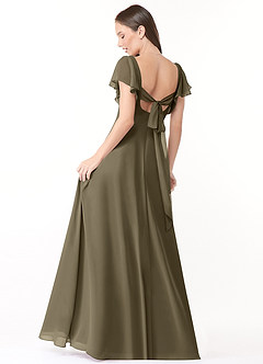 Azazie Syenna Brautjungfernkleider A-Linie Gestreift Chiffon Kleid Weidengrün image2