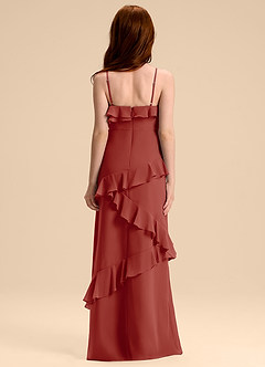 Azazie Evara Junior Terracotta A-Line Chiffon Dress image2