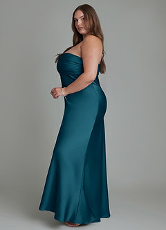 Azazie Saylor Jurken voor bruidsmeisjes Jurk van Stretch Satijn met Zeemeermin Strapless Inkt Blauw image14