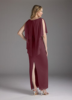 Azazie Aspyn Mother of the Bride Dresses Cabernet Sheath Beaded Mesh Dress image8