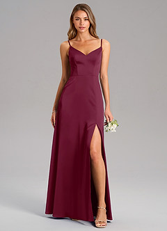 Azazie Talina Bridesmaid Dresses Mulberry A-Line Stretch Satin Dress image1