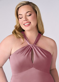 Barbie ♥ Azazie Bridesmaid Dresses Vintage Mauve Sheath Stretch Satin Dress image10