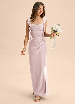 Azazie Jessamine Junior Blushing Pink Mermaid Sweetheart Neckline Chiffon Dress image3