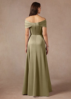 Azazie Amelia vestidos de madre de la novia Vestido de Musgo Verde de Satén Elástico de Corte En A con Vestidos sin tirantes image6