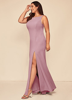 Azazie Rogue Final Sale Vintage Mauve Mermaid Scoop Side Slit Stretch Crepe Dress image10