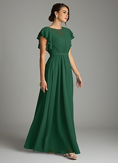 Azazie Daphne Modest Bridesmaid Dresses A-Line Ruffled Chiffon Floor-Length Dress image4