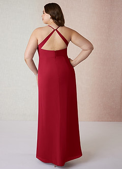 Azazie Manila Bridesmaid Dresses Scarlet Sheath V-Neck Chiffon Dress image8