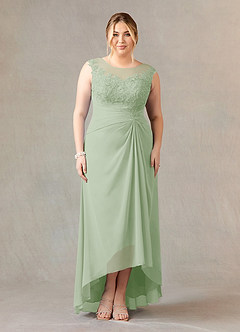 Azazie Endora Mother of the Bride Dresses Dusty Sage A-Line Scoop Lace Chiffon Dress image6
