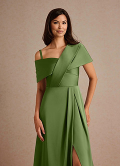Azazie Milton Mother of the Bride Dresses Juniper A-Line Pleated Stretch Satin Dress image3