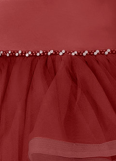 Azazie Sofia Flower Girl Dresses Rust A-Line Beaded Tulle Dress image4