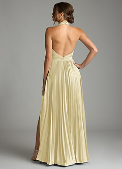 Azazie Zienna Brautjungfernkleider A-Linie Plissee Stretch-Satin Kleid Zitronensorbet image2
