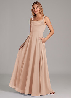 Azazie Shaude Bridesmaid Dresses English Rose A-Line Pleated Chiffon Dress image4