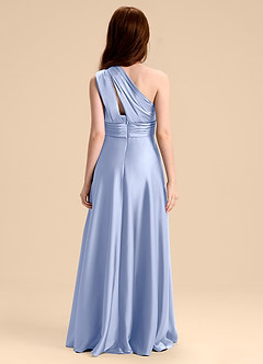 Azazie Charlize Junior Ice A-Line Pleated Stretch Satin Dress image2