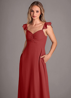 Azazie Kaylyn Robes de demoiselle d'honneur Robe Trapèze en Mousseline de soie Rayé Rouille image2