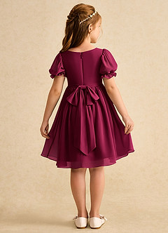 Azazie Jolie Blumenmädchenkleider A-Linie mit ärmel Chiffon Kleid Burgunderrot image2