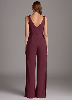 Azazie Ida Final Sale Black Pleated Stretch Chiffon Jumpsuit image5