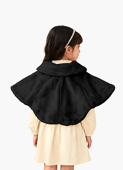 front Flower Girl Faux Fur Collared Cape