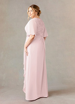 Azazie Carson vestidos de madre de la novia Vestido de Rosa Rubor de Gasa de Corte En A con Encaje de cuello en V image9