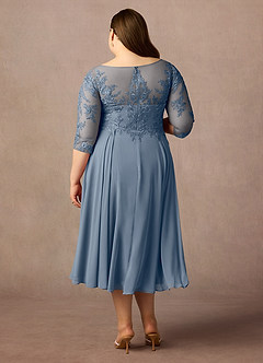 Azazie Marge Brudens mor kjoler A-Line Scoop Blonde Chiffon Te-længde Kjole image7
