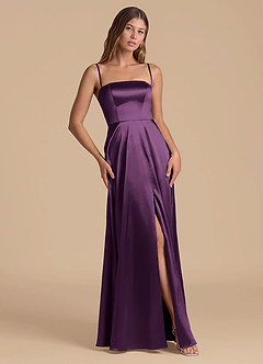 Azazie Wren 신부 들러리 드레스 A라인 스트랩리스 메탈릭 새틴 바닥 길이 드레스 image5