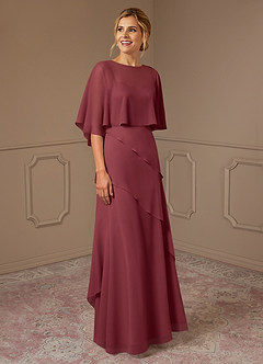 Azazie Bowie vestidos de madre de la novia Vestido de Merlot de Gasa de Corte En A image2