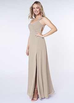 Azazie Nahrin Bridesmaid Dresses Frost A-Line V-Neck Pleated Chiffon Dress image3
