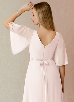 Azazie Cierra Bridesmaid Dresses Rose Petal A-Line V-Neck Chiffon Dress image8