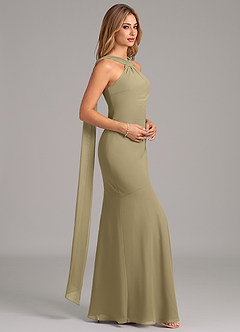 Azazie Kinsley Bridesmaid Dresses Moss Green Mermaid Pleated Chiffon Dress image6