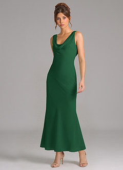 Azazie Rylina 신부 들러리 드레스 인어 주름진 쉬폰 발목 길이 드레스 image5