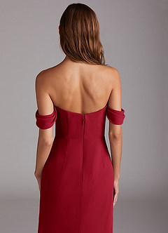 Azazie Saige Bridesmaid Dresses Scarlet A-Line Off the Shoulder Chiffon Convertible Dress image6