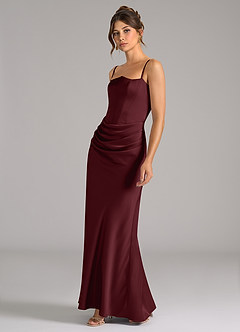 Azazie Debby Jurken voor bruidsmeisjes Converteerbaar Jurk van Stretch Satijn met Zeemeermin Strapless Cabernet image6