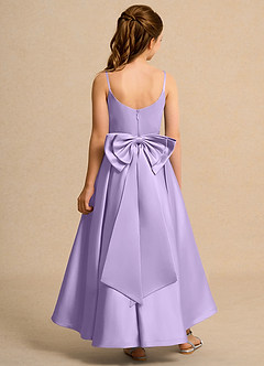 Azazie Sweets Junior Formal Flower Girl Dresses Lilac A-Line Pleated Matte Satin Dress image2
