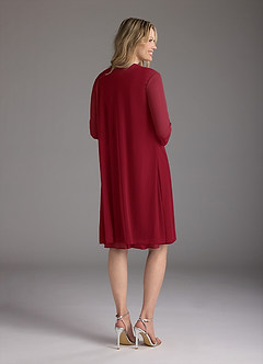 Azazie Sunny Mère de la mariée Robes Robe Trapèze en Maille Plissée Bourgogne image4