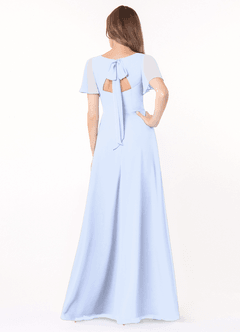 Azazie Kimber Bridesmaid Dresses Ice A-Line Flounce Sleeve Chiffon Dress image2