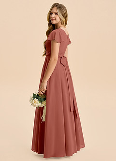 Azazie Cady Junior A-Linie Plissee Chiffon Kleid Rotbraun image6