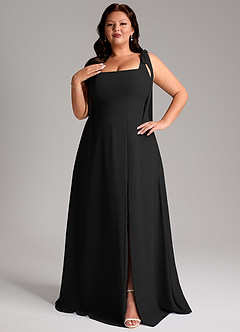 Azazie Debra Bridesmaid Dresses Black A-Line with Pockets Chiffon Convertible Dress image10