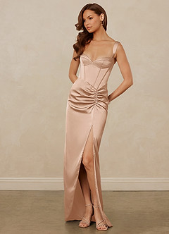 Christian Siriano Bridal for Azazie 1017 Bridesmaid Dresses English Rose Sheath Sweetheart Neckline Stretch Satin Dress image3