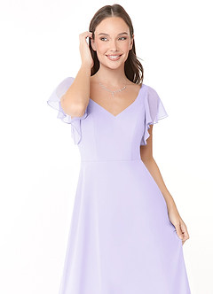 Azazie Syenna Robes de demoiselle d'honneur Robe Trapèze en Mousseline de soie Rayé Lilas image5