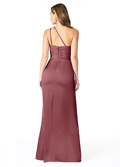 Azazie Eren Bridesmaid Dresses Desert Rose Mermaid One Shoulder Stretch Satin Dress image2
