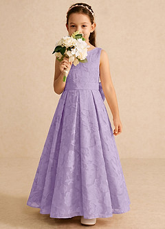 Azazie Pipssy Flower Girl Dresses Lilac A-Line Pleated Floral Burnout Dress image3