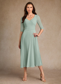Azazie Durant Mother of the Bride Dresses Agave A-Line Pleated Chiffon Dress image4