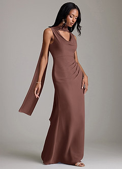 Azazie Linelle Robes de demoiselle d'honneur Robe Sirène en Mousseline de soie Plissée Expresso image8