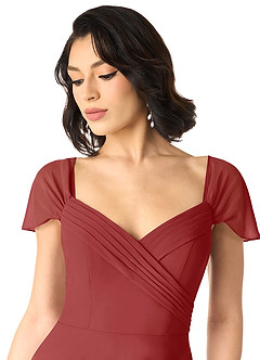 Azazie Tancie Bridesmaid Dresses Rust A-Line Off the Shoulder Chiffon Convertible Dress image4