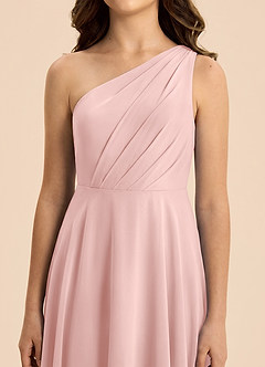 Azazie Phaedra Junior Powder Pink A-Line Pleated Chiffon Dress image7