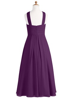 Azazie Kaleigh Junior Grape A-Line Pleated Chiffon Dress image7