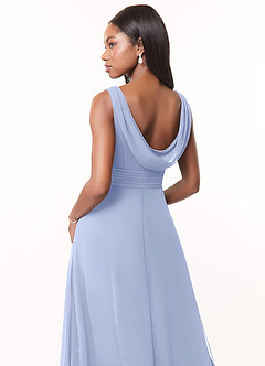 Azazie Karina Bridesmaid Dresses Ice A-Line Pleated Chiffon Dress image4