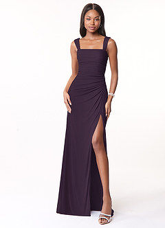 Azazie Jesaphine Brautjungfernkleider Etui Gerafft Gittergewebe Kleid Pflaume image5